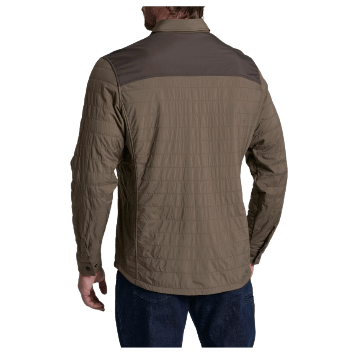 KUHL MEN'S THE ONE SHIRT-JAC AERO™ KNIT INSULATION - KANTEEN/DRK OAK - BACK VIEW