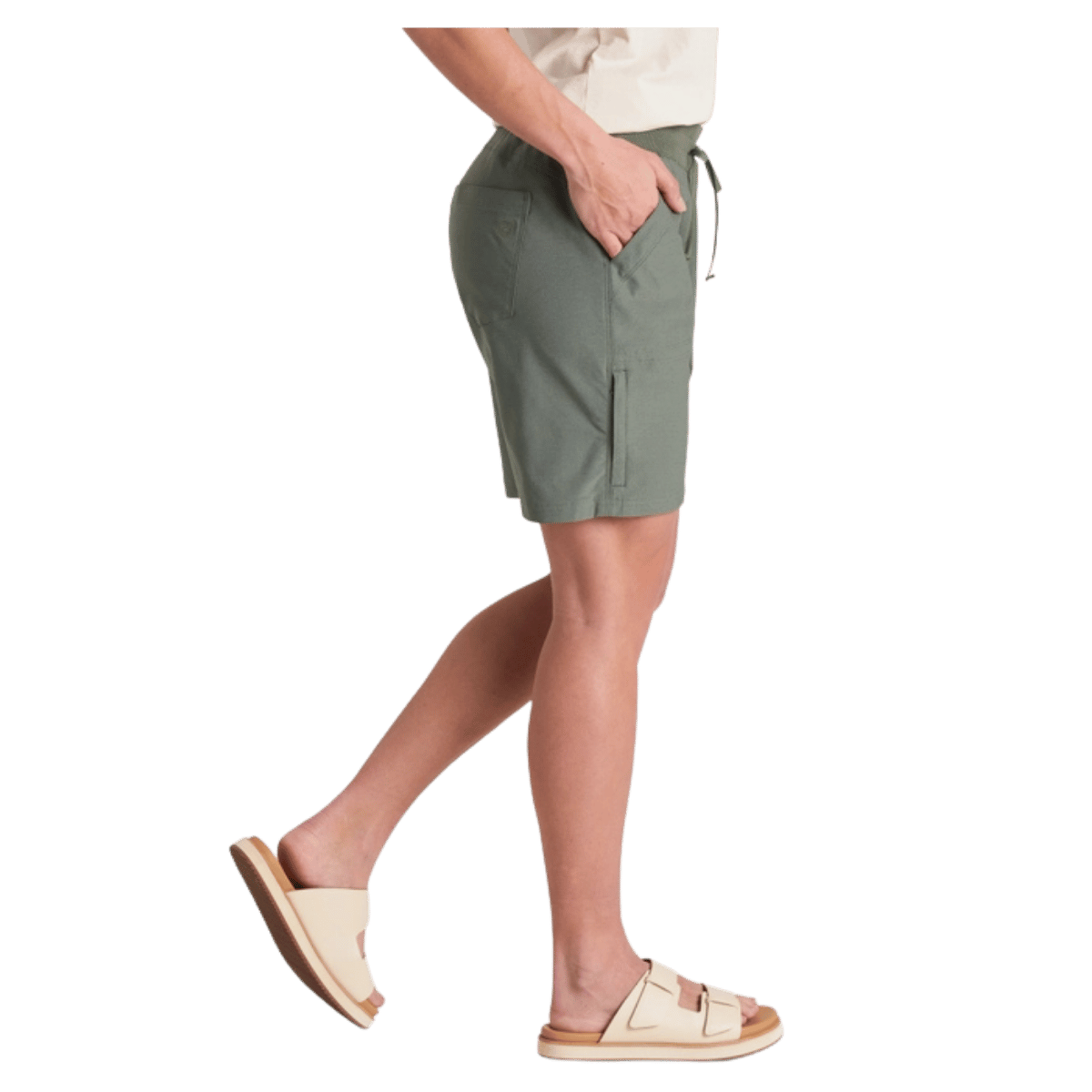 KUHL WOMEN'S TREKR PULL ON SHORT 8" W/ UPF 50+ - OLIVE - SIDE VIEW