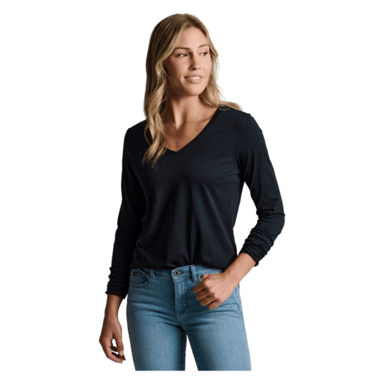 KUHL WOMEN'S VEGA LONG SLEEVE V-NECK TOP - BLACK_FRONT