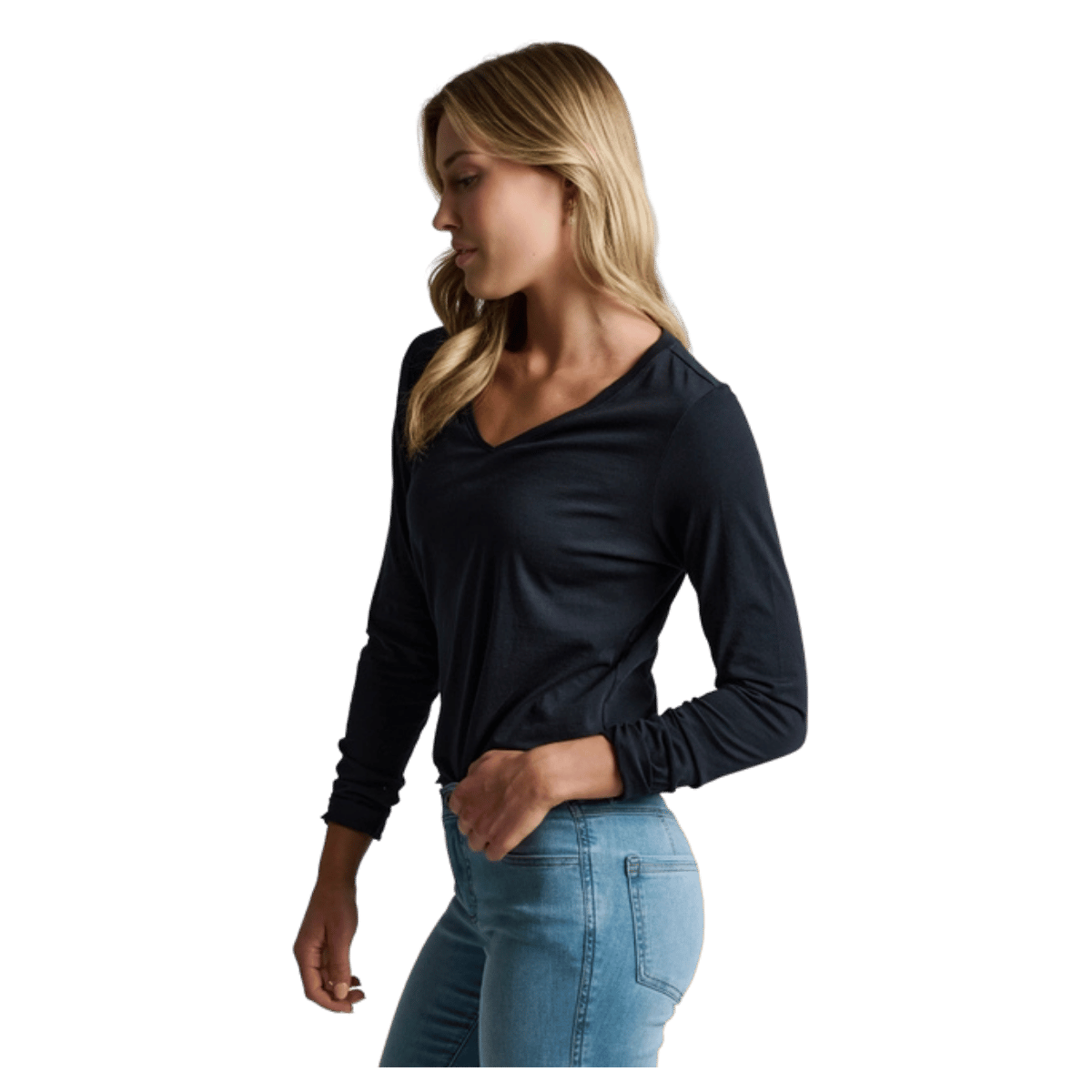 KUHL WOMEN'S VEGA LONG SLEEVE V-NECK TOP - BLACK_SIDE