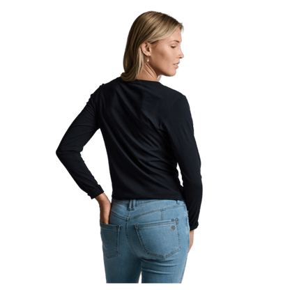 KUHL WOMEN'S VEGA LONG SLEEVE V-NECK TOP - BLACK_BACK