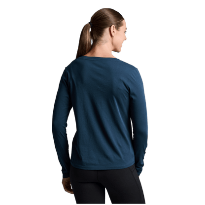 KUHL WOMEN'S VEGA LONG SLEEVE V-NECK TOP - METAL BLUE_BACK ANGLE