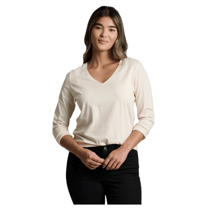 KUHL WOMEN'S VEGA LONG SLEEVE V-NECK TOP - STONE_FRONT