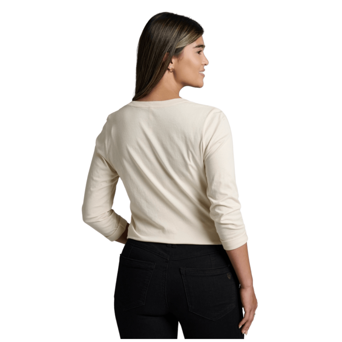 KUHL WOMEN'S VEGA LONG SLEEVE V-NECK TOP - STONE_BACK ANGLE