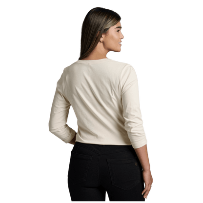 KUHL WOMEN'S VEGA LONG SLEEVE V-NECK TOP - STONE_BACK ANGLE
