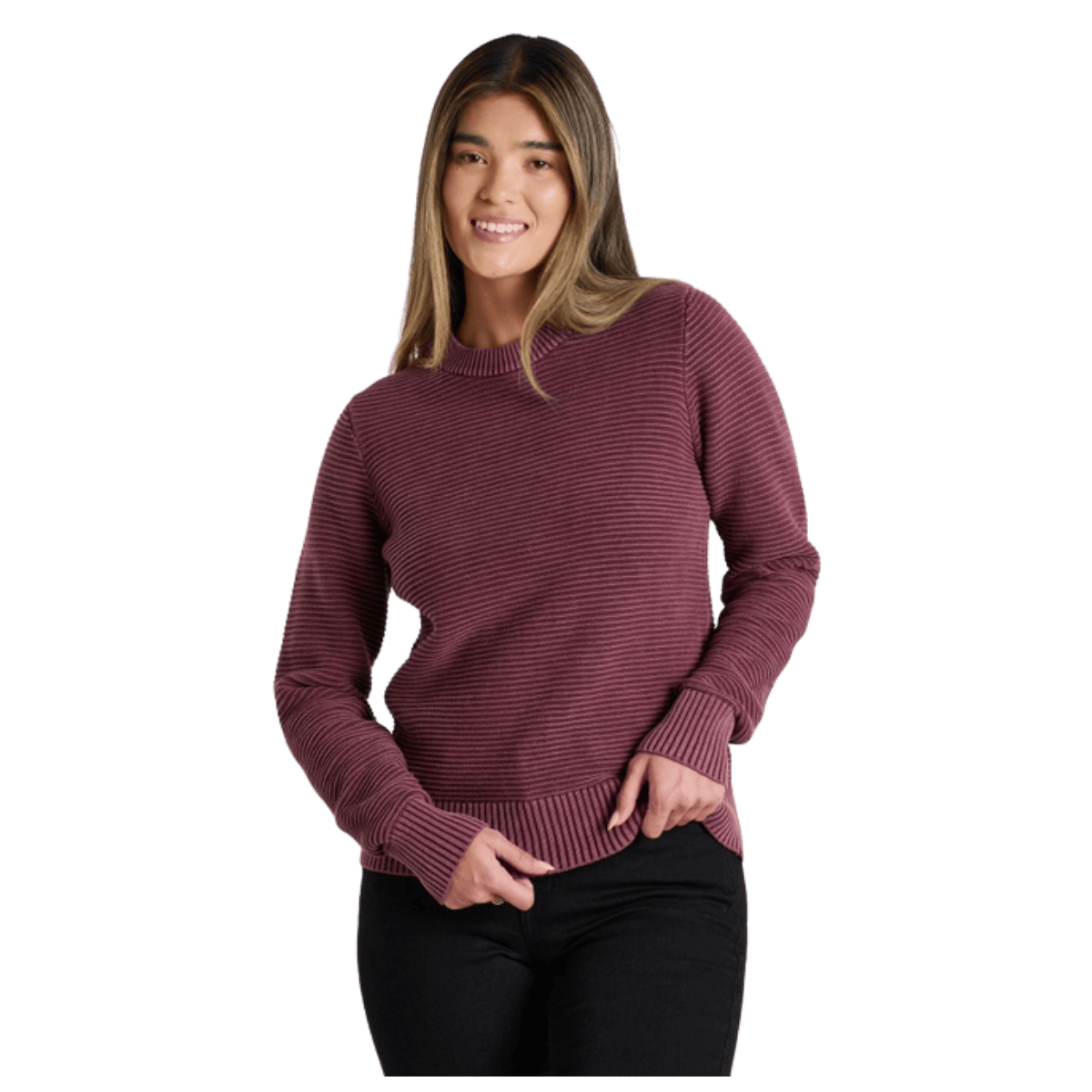 KUHL WOMEN'S SOFIE ORGANIC COTTON SWEATER - WINTER BERRY - FRONT VIEW WW