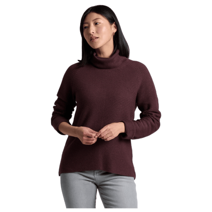 KUHL WOMEN'S SOLACE SWEATER HEATHERED KNIT - RAISIN - FRONT VIEW WW
