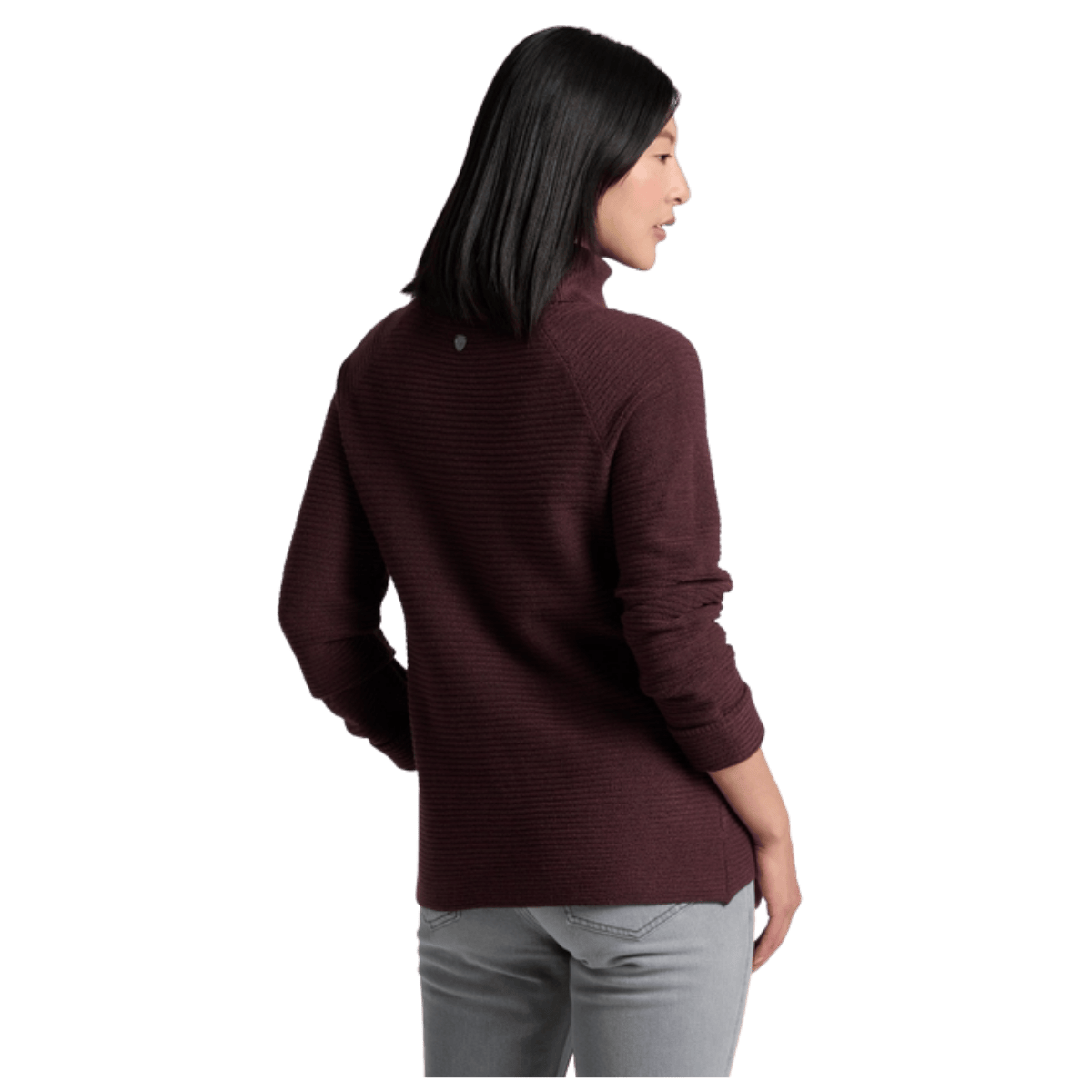 KUHL WOMEN'S SOLACE SWEATER HEATHERED KNIT - RAISIN - BACK VIEW WW