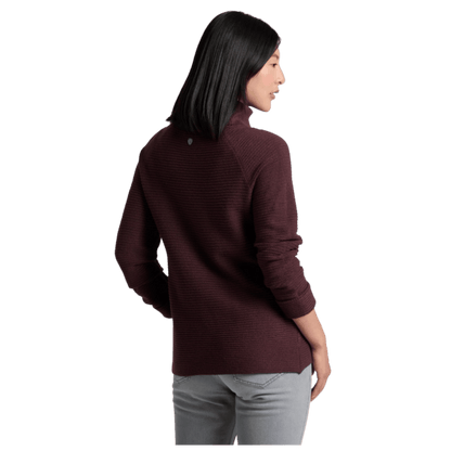 KUHL WOMEN'S SOLACE SWEATER HEATHERED KNIT - RAISIN - BACK VIEW WW