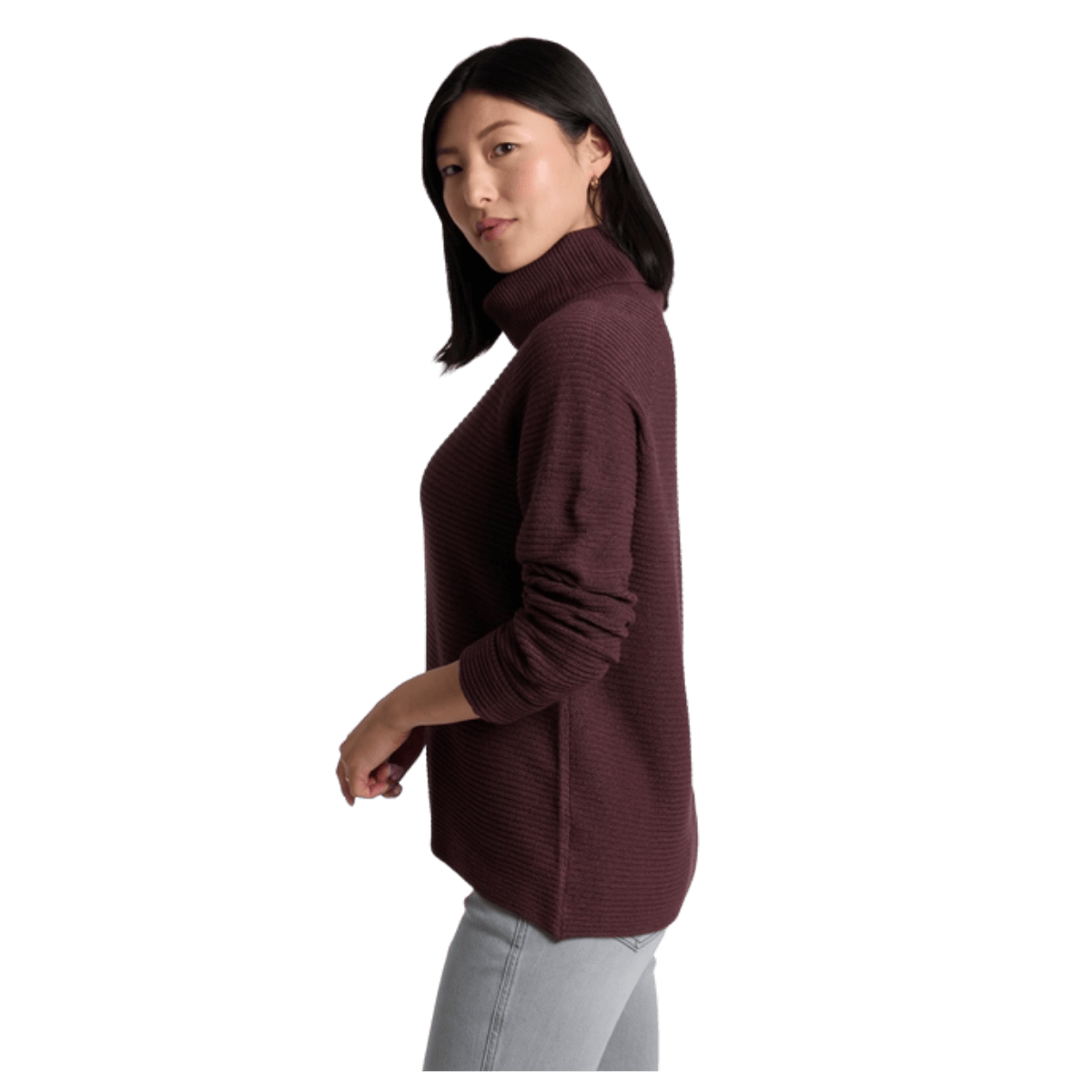 KUHL WOMEN'S SOLACE SWEATER HEATHERED KNIT - RAISIN - SIDE VIEW WW