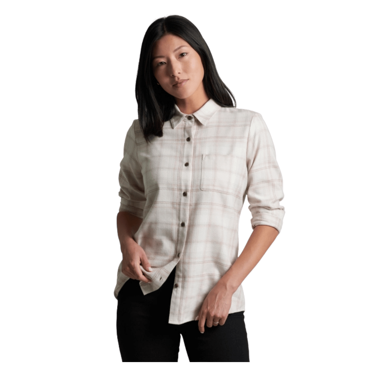 KUHL WOMEN'S WHISPER FLANNEL - VANILLA - FRONT VIEW