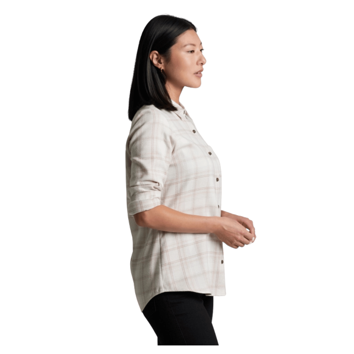 KUHL WOMEN'S WHISPER FLANNEL - VANILLA - SIDE VIEW
