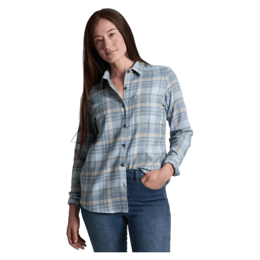 KUHL WOMEN'S WHISPER FLANNEL - WINTER SKY - FRONT VIEW