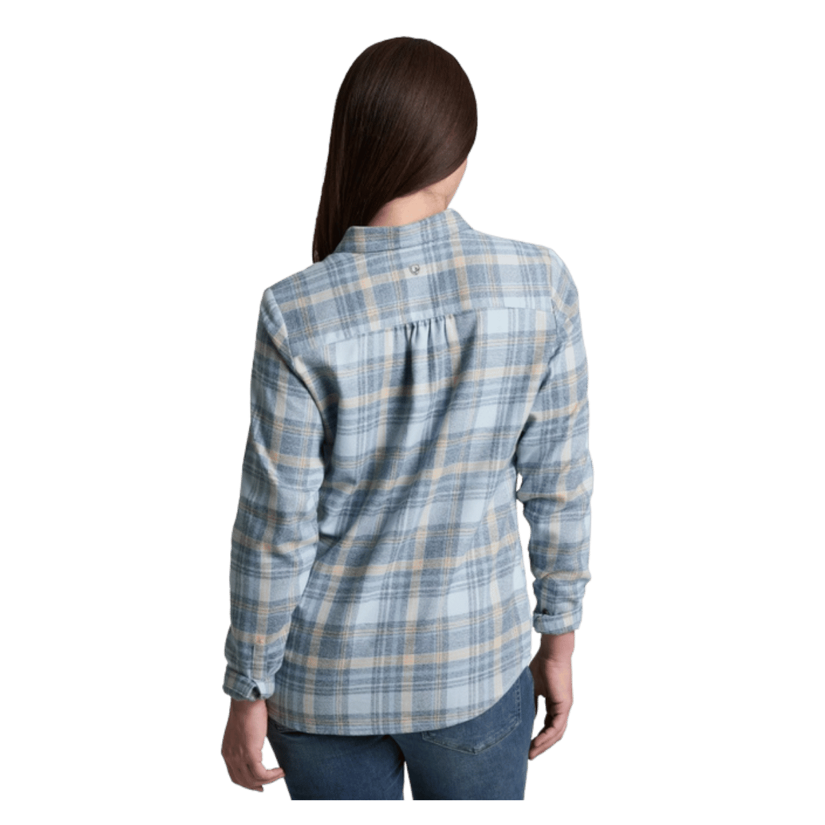 KUHL WOMEN'S WHISPER FLANNEL - WINTER SKY - BACK VIEW