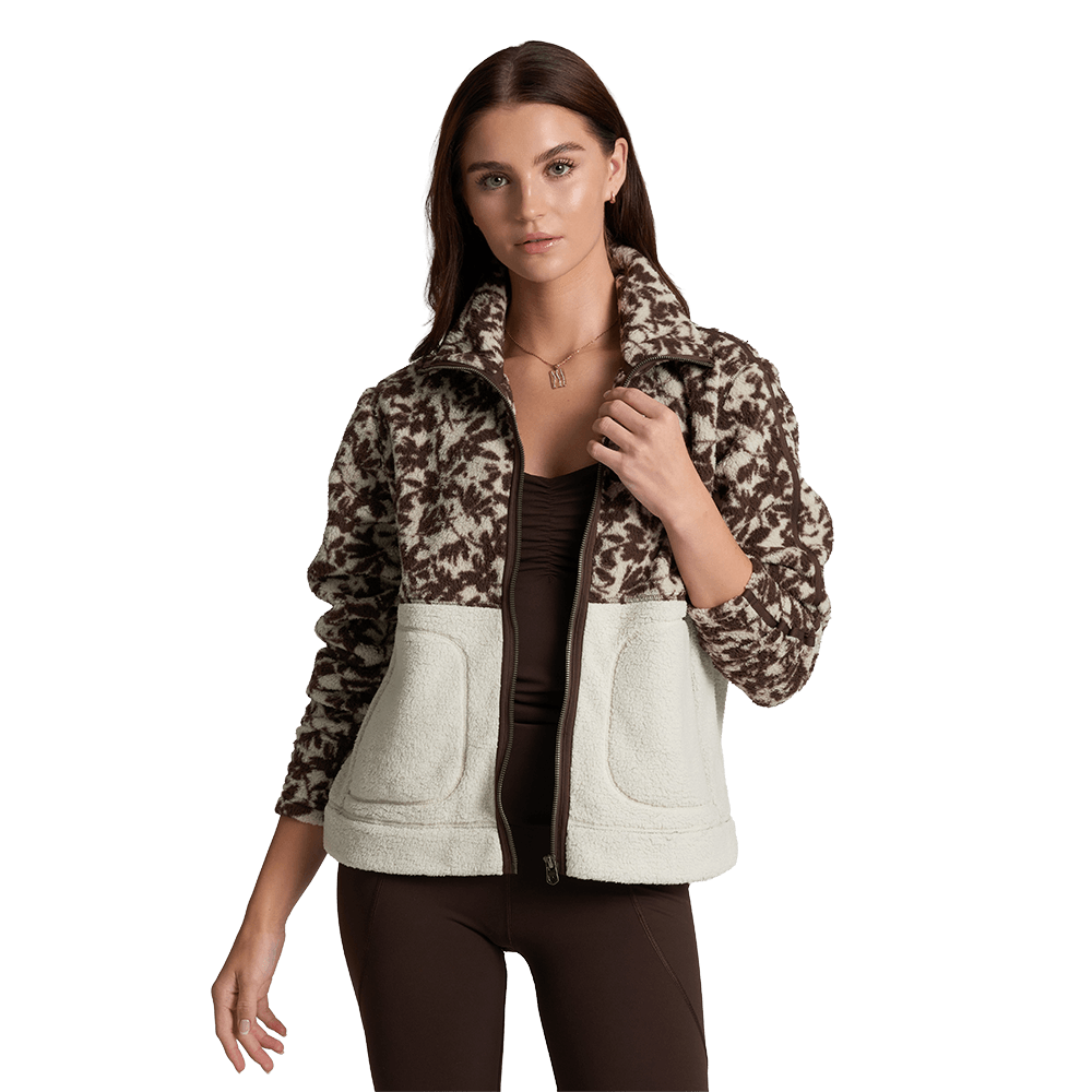 KUHL WOMEN'S CLOUDLINE FLEECE JACKET- COFFEE PRINT