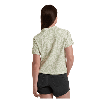KUHL WOMEN'S LILIANA SHORT SLEEVE SHIRT - SEA FOAM PRINT - BACK VIEW