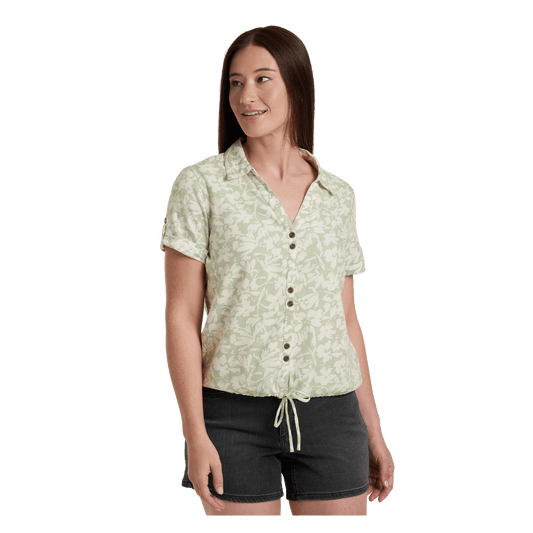 KUHL WOMEN'S LILIANA SHORT SLEEVE SHIRT - SEA FOAM PRINT - FRONT VIEW