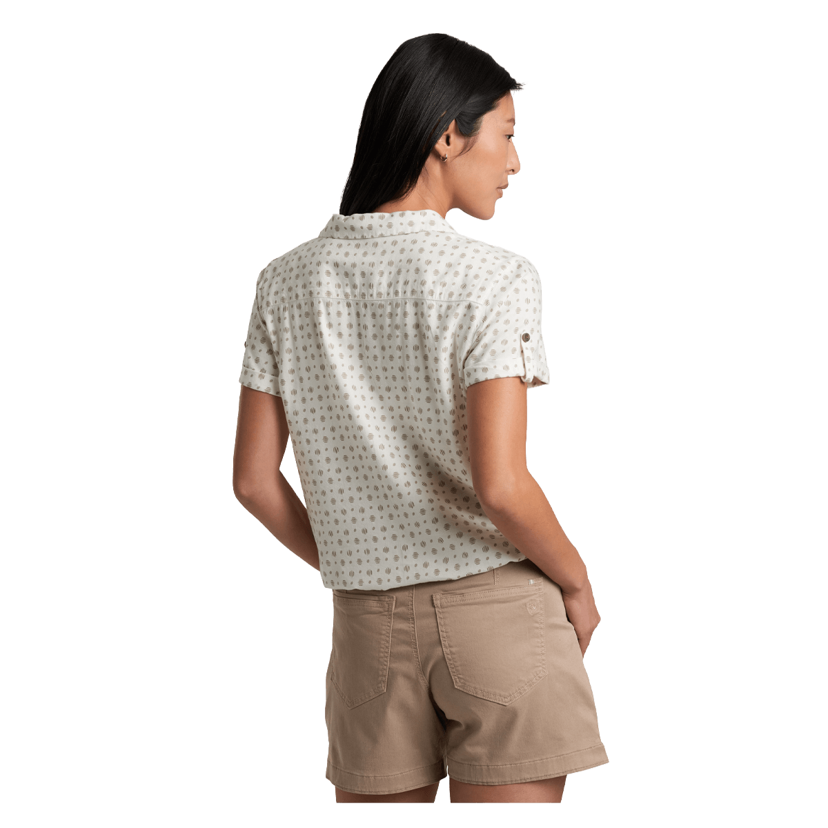 KUHL WOMEN'S LILIANA SHORT SLEEVE SHIRT - WHITE PRINT - BACK VIEW