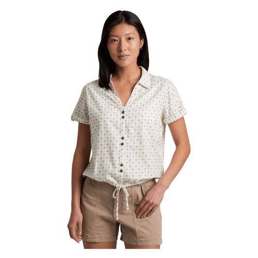 KUHL WOMEN'S LILIANA SHORT SLEEVE SHIRT - WHITE PRINT - FRONT VIEW