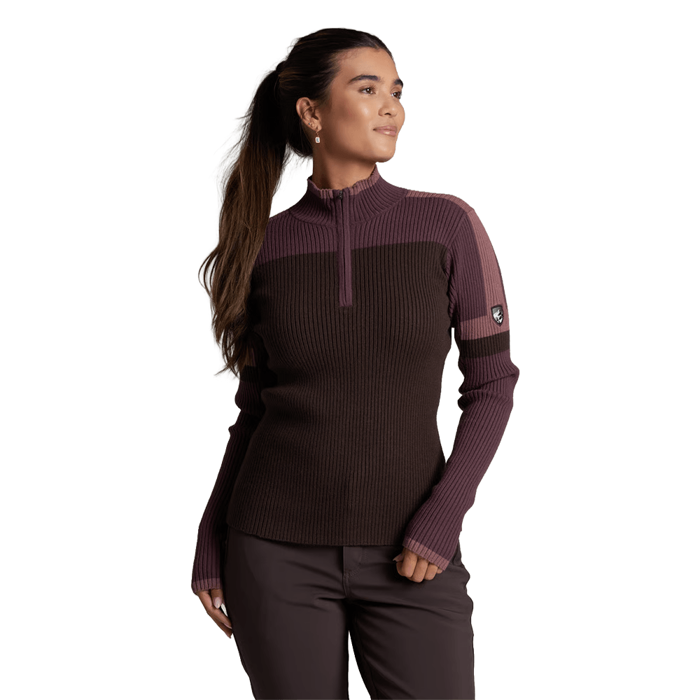 KUHL WOMEN'S RIBBED KUHL TEAM 1/4 ZIP- FRENCH ROAST