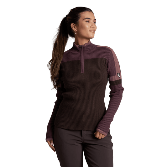 KUHL WOMEN'S RIBBED KUHL TEAM 1/4 ZIP- FRENCH ROAST