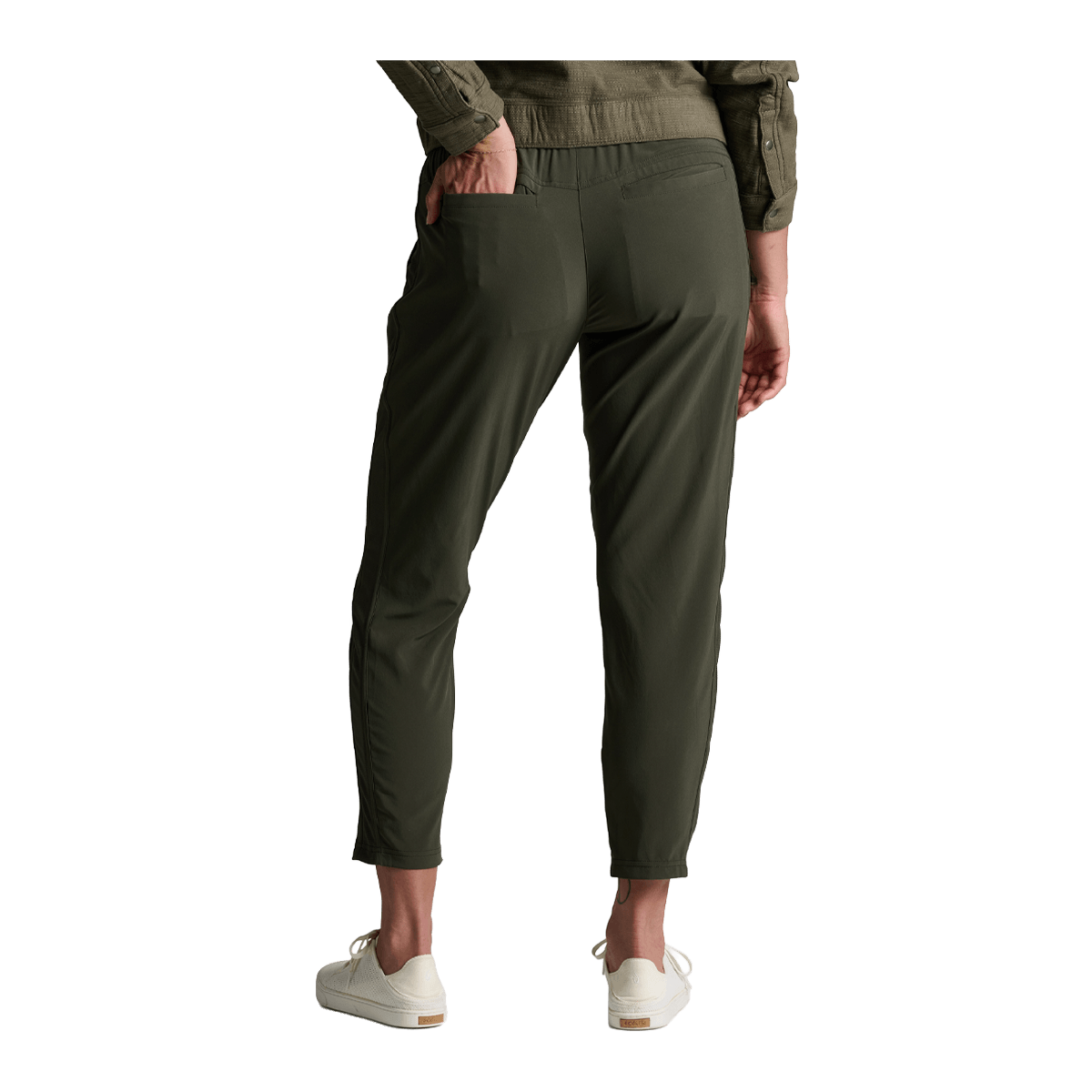 KUHL WOMEN'S VANTAGE CROP PANT - BLACK OLIVE - BACK VIEW