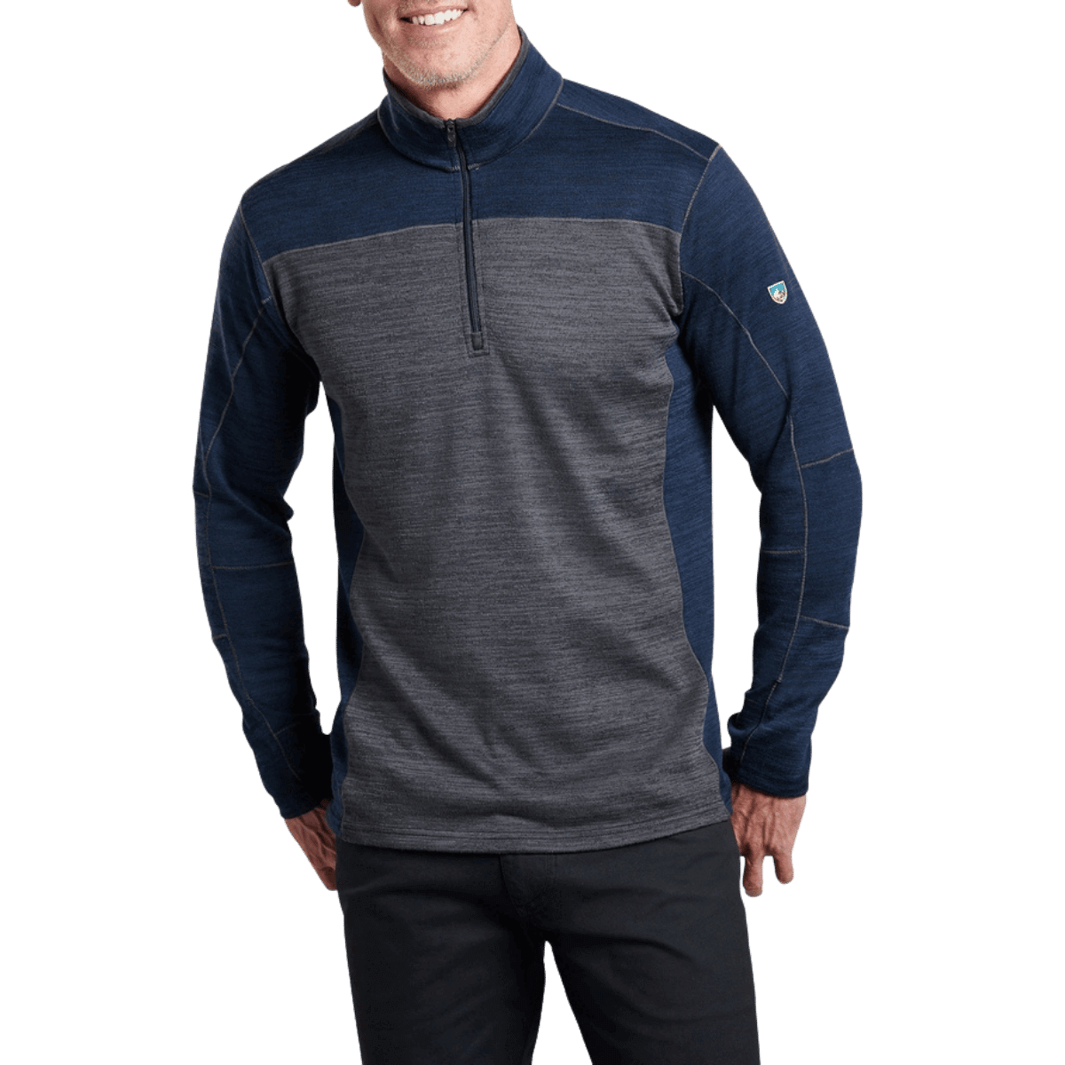 KUHL MEN'S RYZER 1/4 ZIP LONG SLEEVE - MIDNIGHT - FRONT VIEW