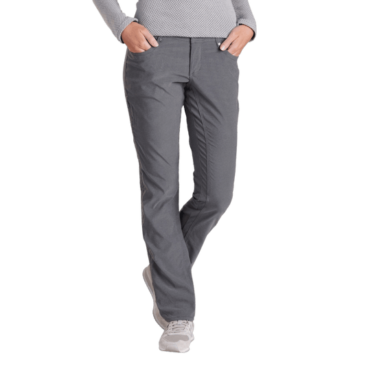 KUHL WOMEN'S TREKR PANTS 32" WOVEN FABRIC - CHARCOAL_FRONT ANGLE