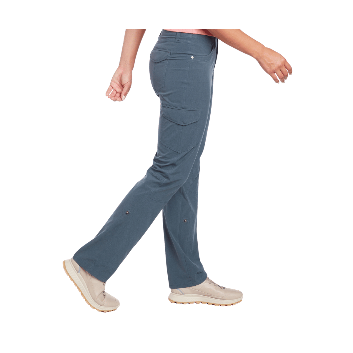 KUHL WOMEN FREEFLEX ROLL-UP PANT 30-INCH - RAINSTORM - LEFT SIDE VIEW - FULL LENGTH