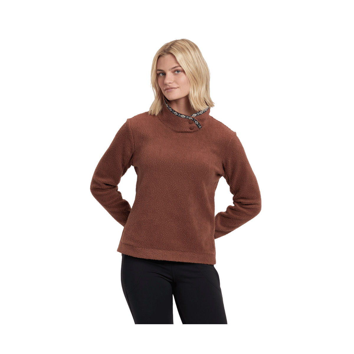 KUHL WOMEN'S HYGGE SNAP PULLOVER - MOCHA - FRONT VIEW