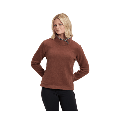 KUHL WOMEN'S HYGGE SNAP PULLOVER - MOCHA - FRONT VIEW