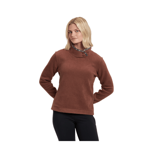 KUHL WOMEN'S HYGGE SNAP PULLOVER - MOCHA - FRONT VIEW