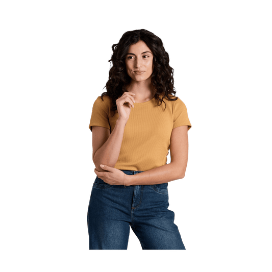 KUHL WOMEN'S REMI SHORT SLEEVE SHIRT - HONEY - FRONT VIEW