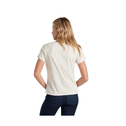 KUHL WOMEN'S SHORTS SLEEVE VEGA TEE - STONE - BACK VIEW