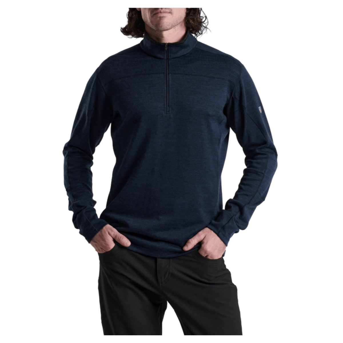 KUHL RYZER 1/4 ZIP LONG SLEEVE UPF 50 - DARK STORM - FRONT VIEW