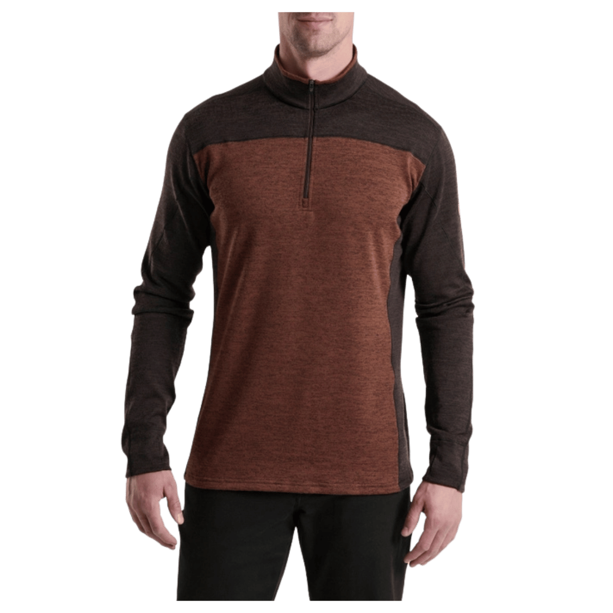 KUHL RYZER 1/4 ZIP LONG SLEEVE UPF 50 - RUSTIC BRICK - FRONT VIEW