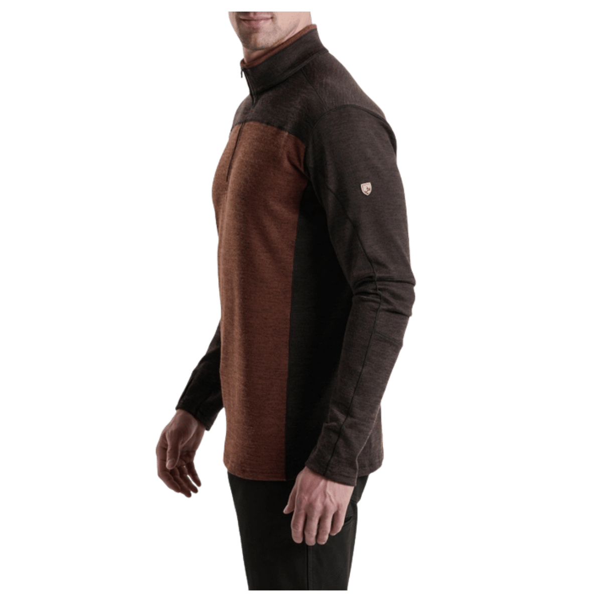 KUHL RYZER 1/4 ZIP LONG SLEEVE UPF 50 - RUSTIC BRICK - SIDE VIEW