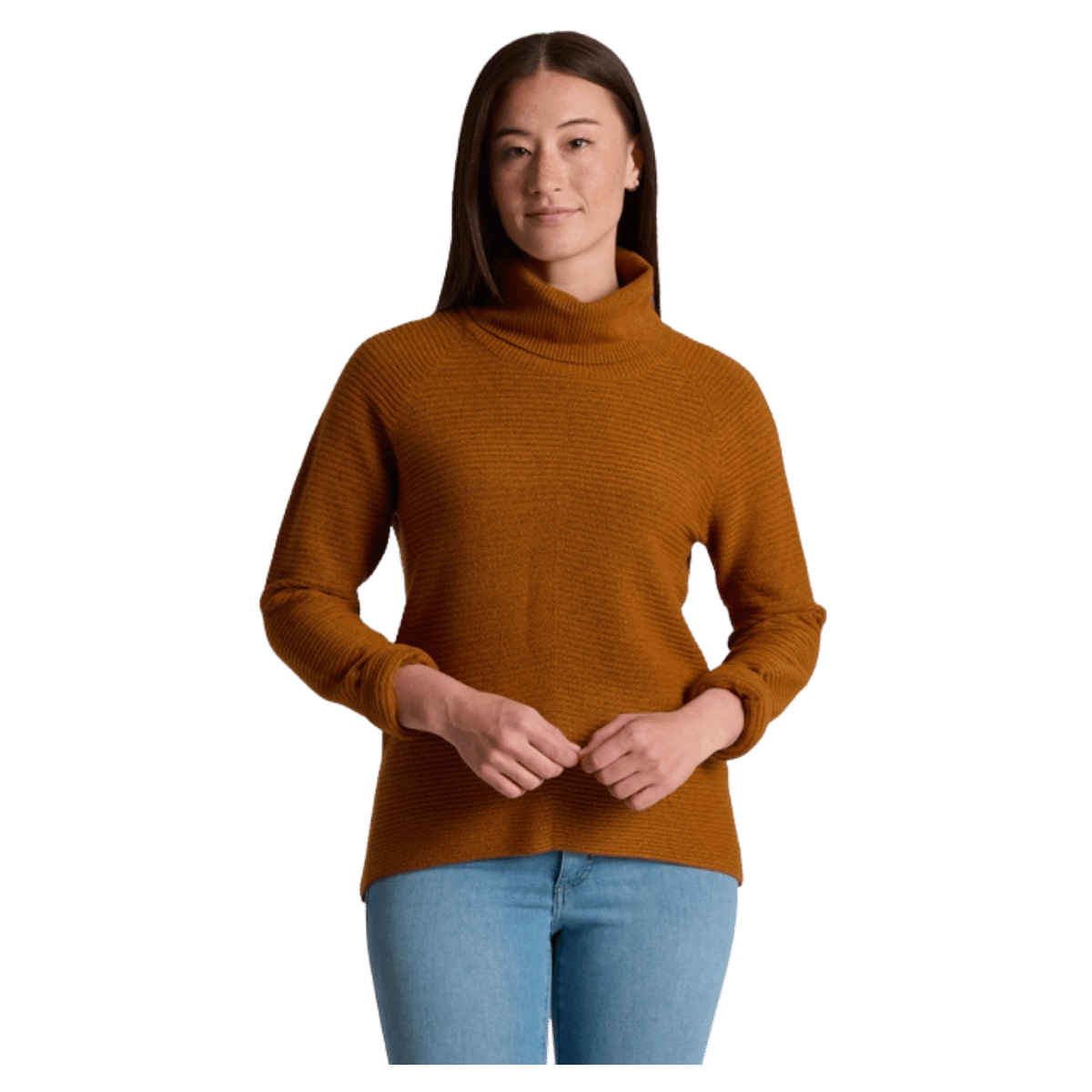 KUHL WOMEN'S SOLACE SWEATER HEATHERED KNIT - HARVEST - FRONT VIEW