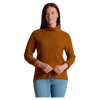 KUHL WOMEN'S SOLACE SWEATER HEATHERED KNIT - HARVEST - FRONT VIEW
