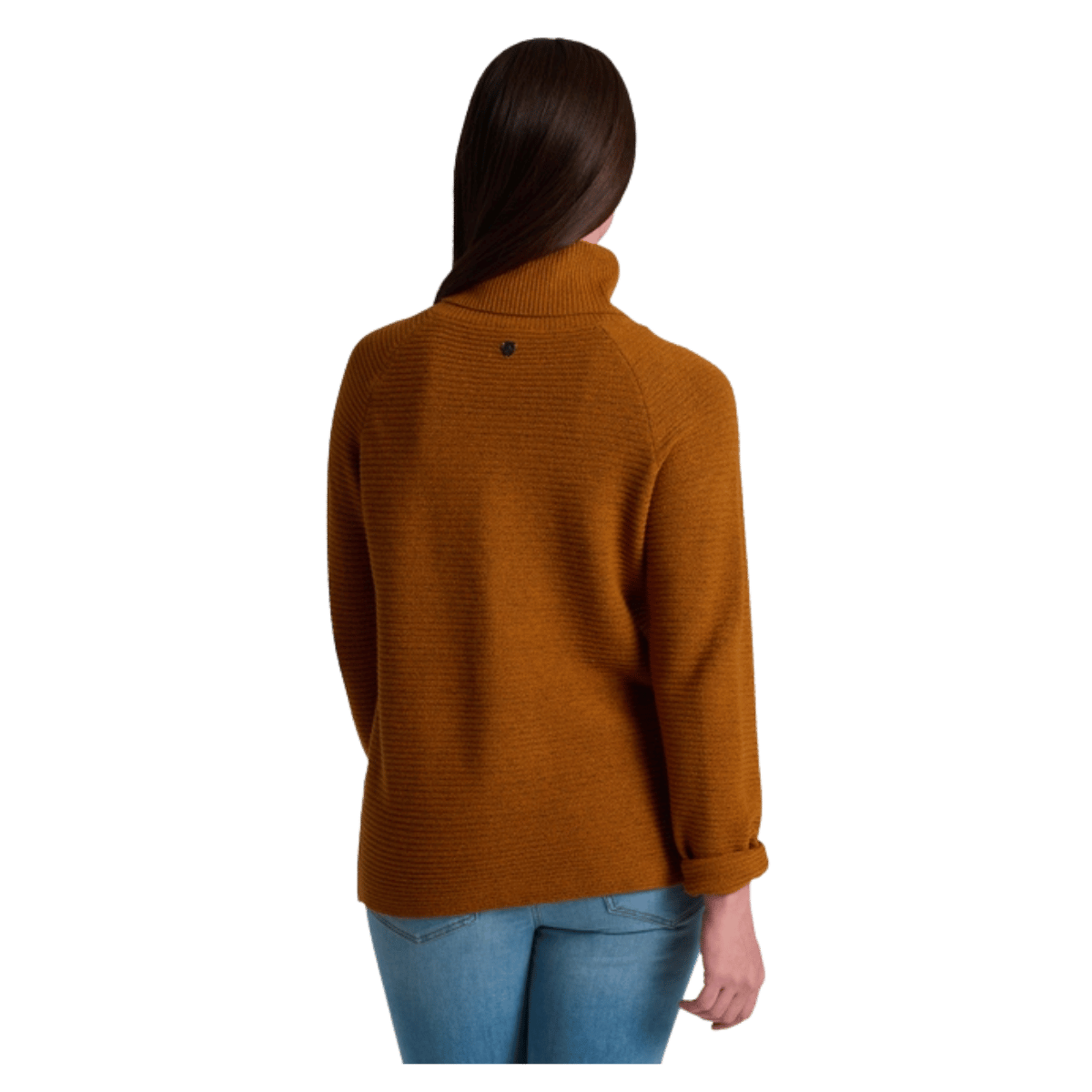 KUHL WOMEN'S SOLACE SWEATER HEATHERED KNIT - HARVEST - BACK VIEW