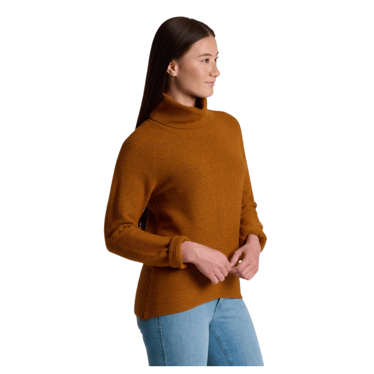 KUHL WOMEN'S SOLACE SWEATER HEATHERED KNIT - HARVEST - SIDE VIEW