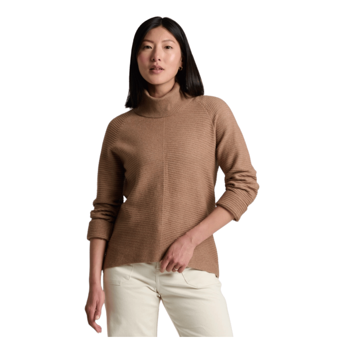 KUHL WOMEN'S SOLACE SWEATER HEATHERED KNIT - LATTE - FRONT VIEW