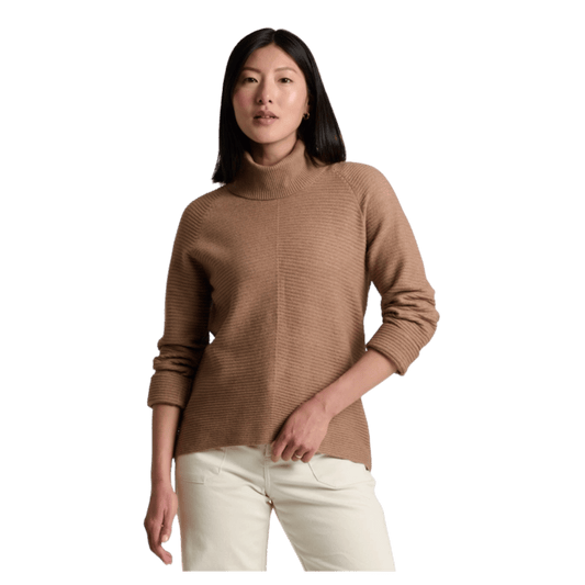 KUHL WOMEN'S SOLACE SWEATER HEATHERED KNIT - LATTE - FRONT VIEW