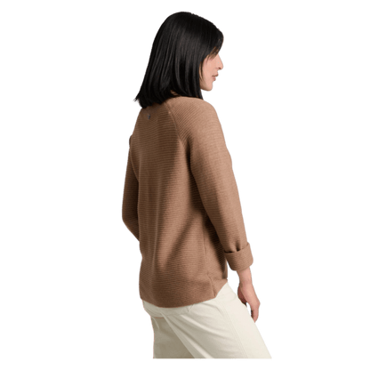KUHL WOMEN'S SOLACE SWEATER HEATHERED KNIT - LATTE - SIDE VIEW