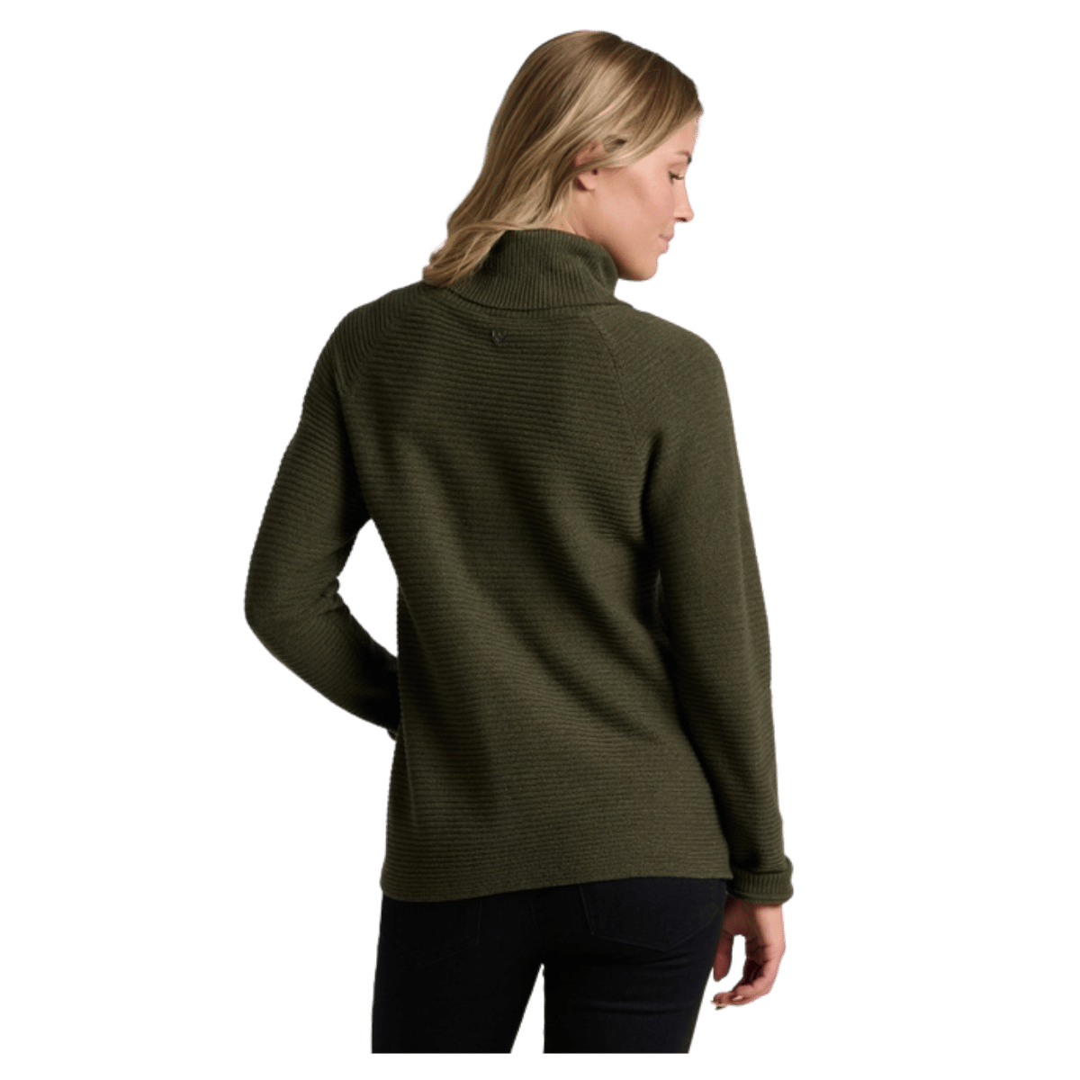 KUHL WOMEN'S SOLACE SWEATER HEATHERED KNIT - VINE - BACK VIEW