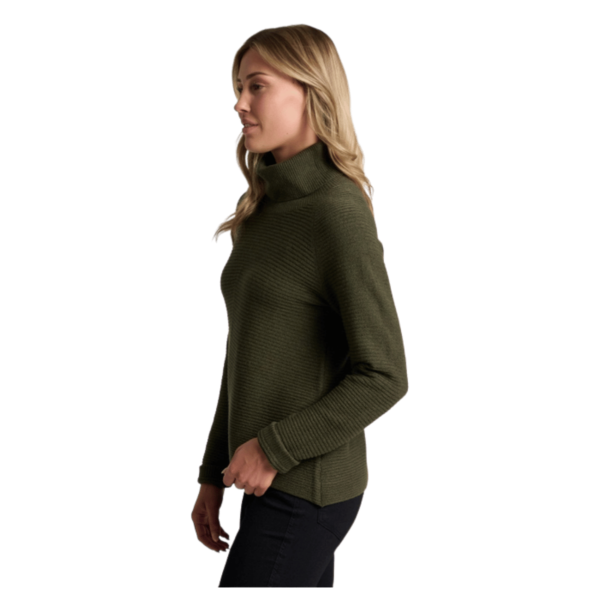 KUHL WOMEN'S SOLACE SWEATER HEATHERED KNIT - VINE - SIDE VIEW