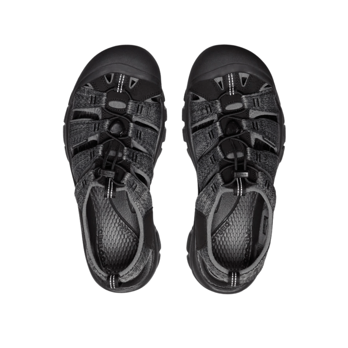 KEEN MEN'S NEWPORT H2 SANDAL – BLACK/STEEL GREY – TOP VIEW