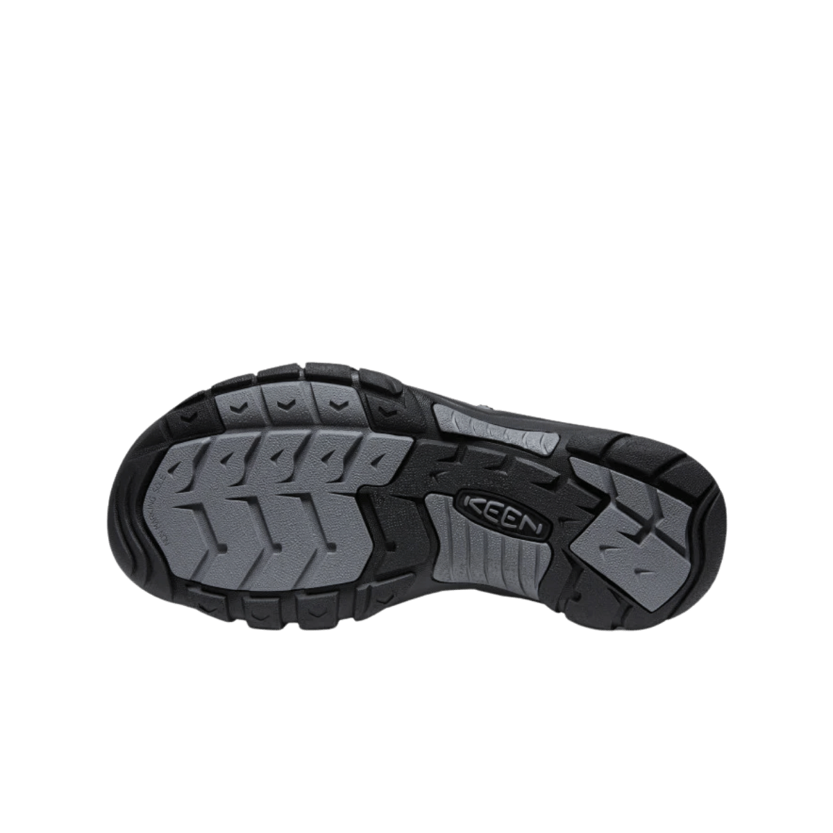 KEEN MEN'S NEWPORT H2 SANDAL – BLACK/STEEL GREY – OUTSOLE VIEW