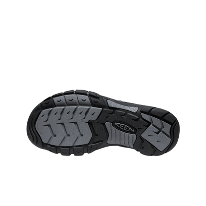KEEN MEN'S NEWPORT H2 SANDAL – BLACK/STEEL GREY – OUTSOLE VIEW
