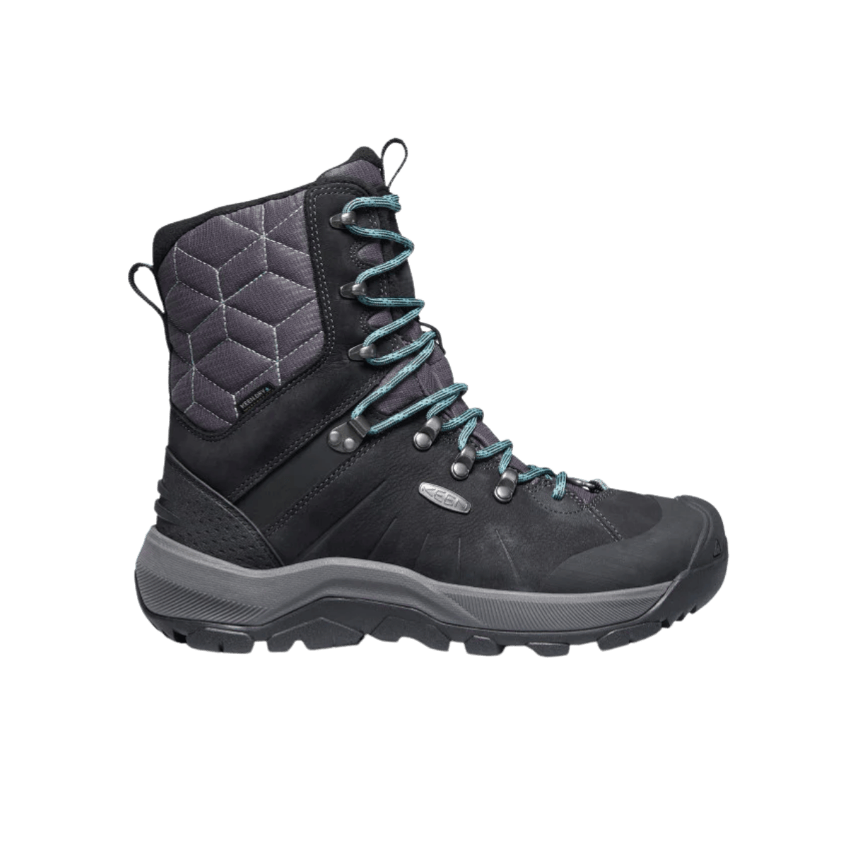 KEEN WOMEN'S REVEL IV HIGH POLAR - BLACK/NORTH ATLANTIC - SIDE VIEW